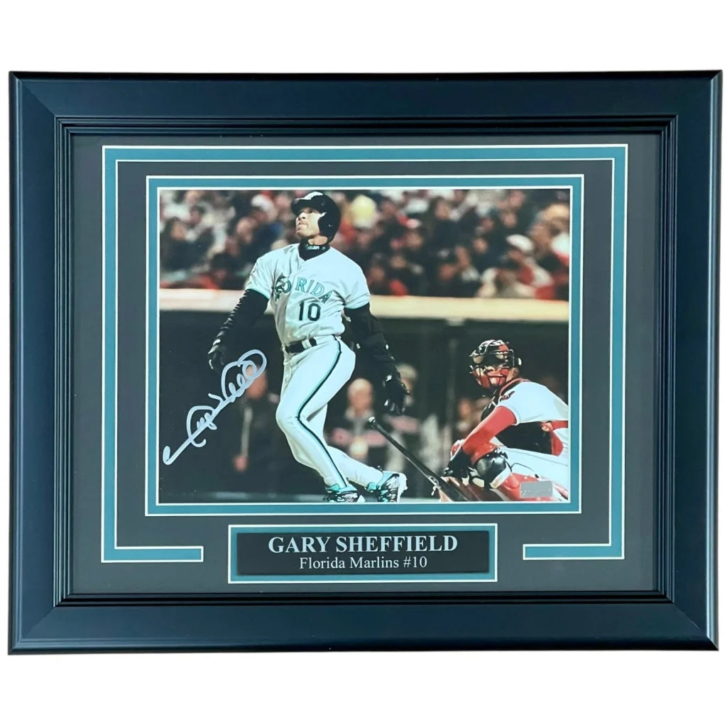 Gary Sheffield signed Florida Marlins deluxe framed 8x10 photo