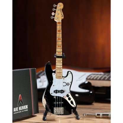 Mini Geddy Lee officially licensed black mini bass with adjustable A-Frame stand
