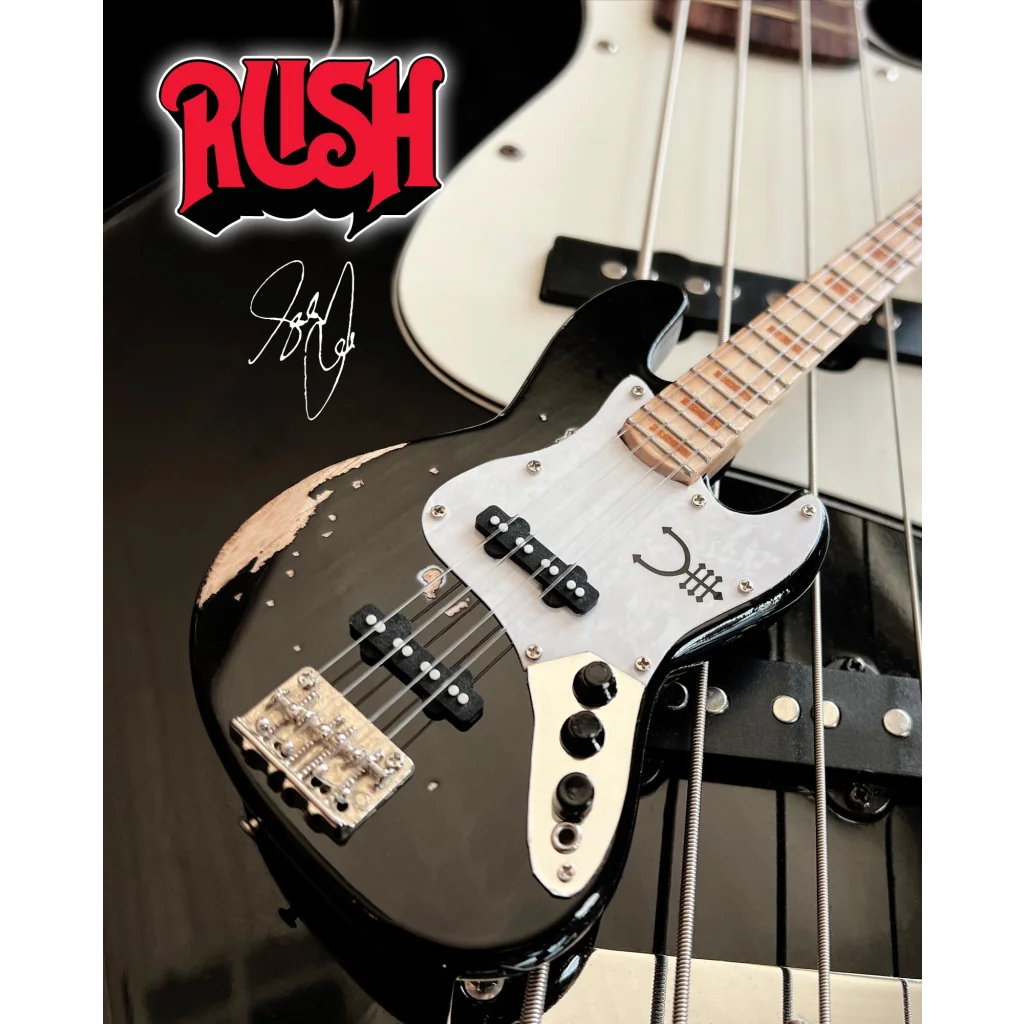 Geddy Lee officially licensed mini bass axe heaven® with adjustable a-frame stand