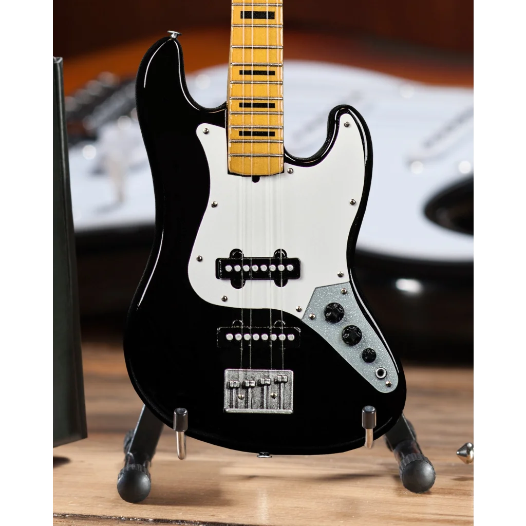 Black mini guitar model with maple neck, silver hardware by Axe Heaven®