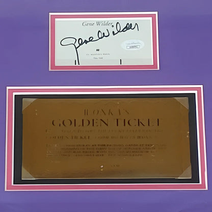 Framed Willy Wonka Chocolate Factory movie poster with golden ticket