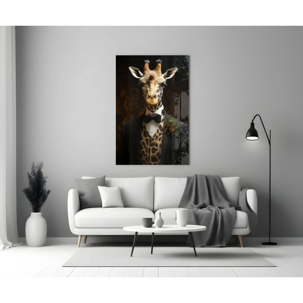 Dapper Giraffe in Tuxedo Canvas Wall Art | Modern Wall Art Decor | vintageantiquesgifts.com