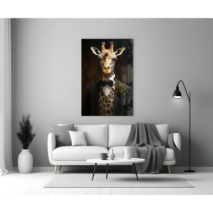 Dapper Giraffe in Tuxedo Canvas Wall Art | Modern Wall Art Decor | vintageantiquesgifts.com