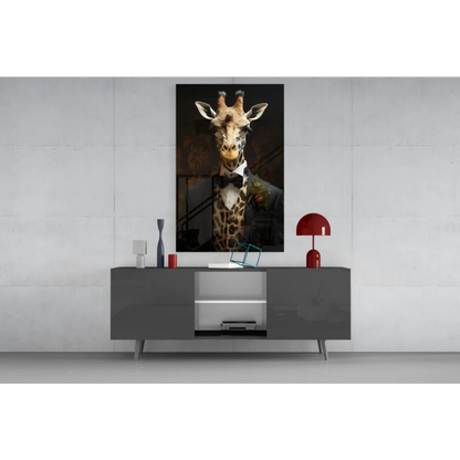 Stylish dapper giraffe in tuxedo canvas wall art portrait