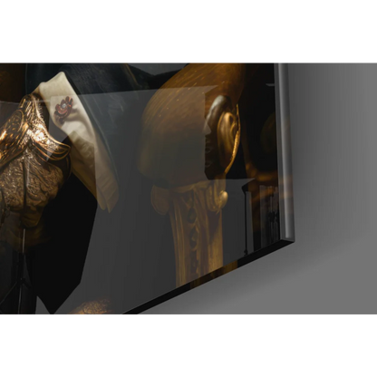 Dapper Tiger in suit canvas wall art with whiskey glass and ornate golden shoulder