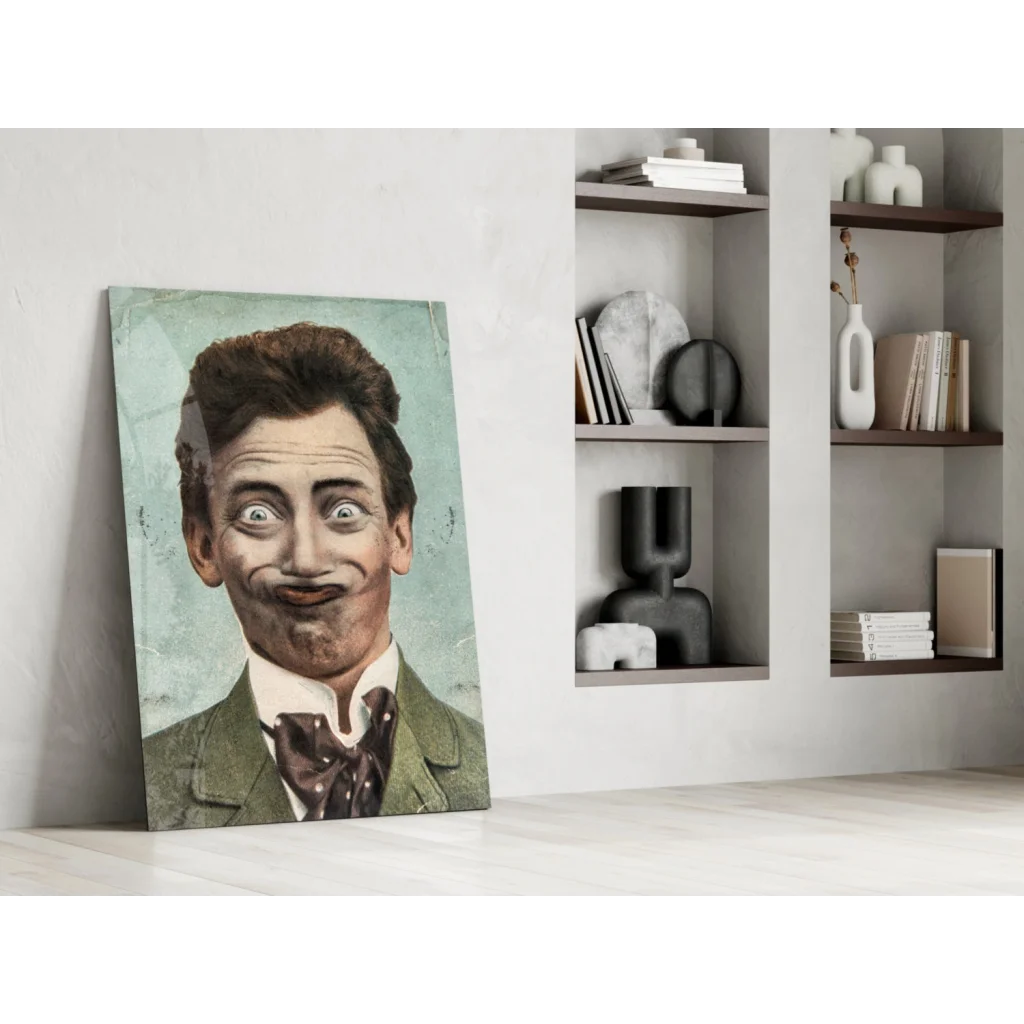 Quirky vintage gentleman portrait wall art canvas print