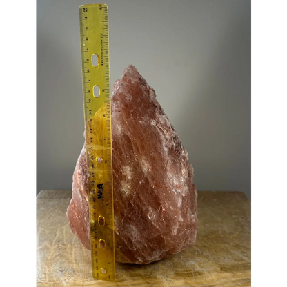 Genuine Himalayan pink salt lamp with jagged crystal glow