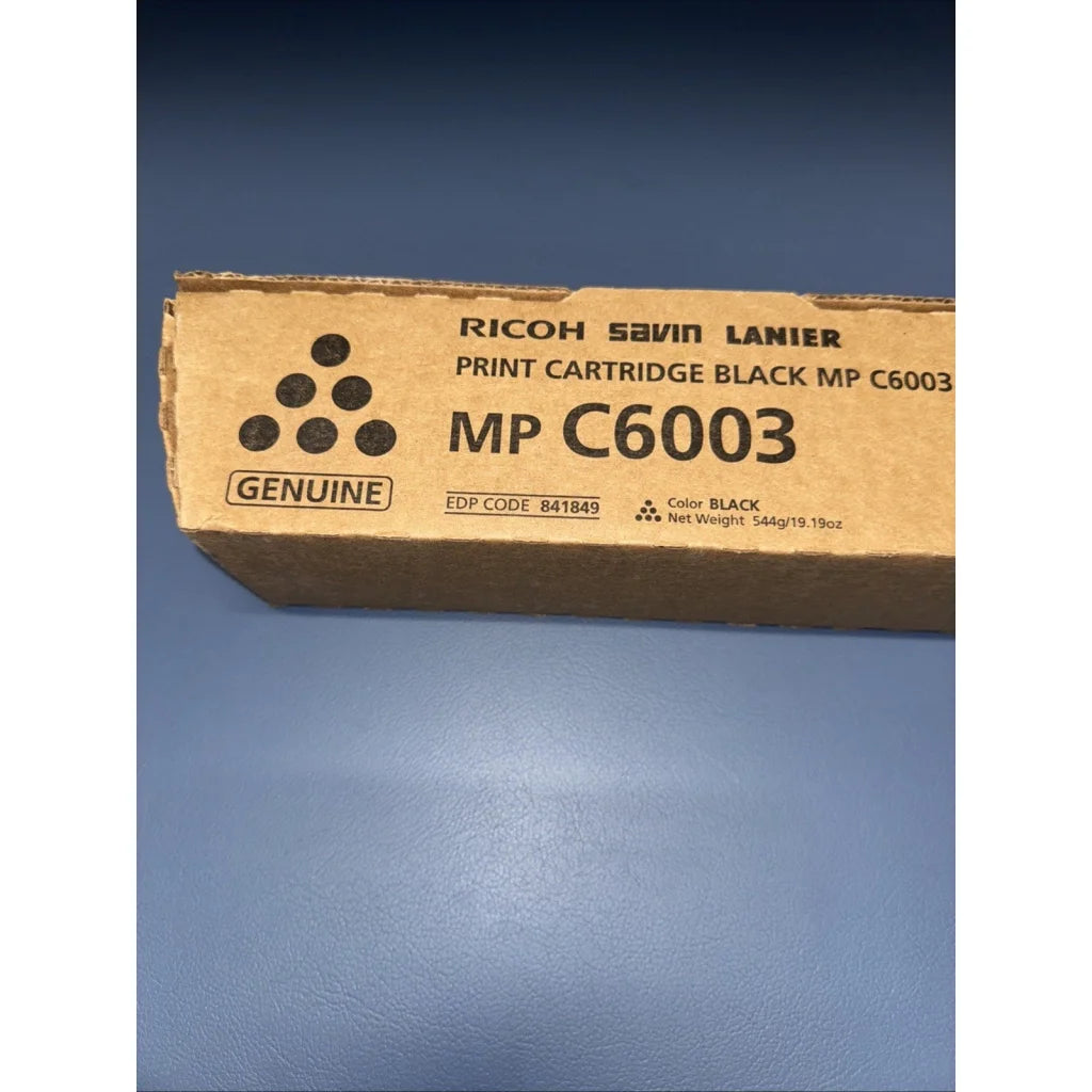Genuine Ricoh 841849 black toner cartridge in brown retail box