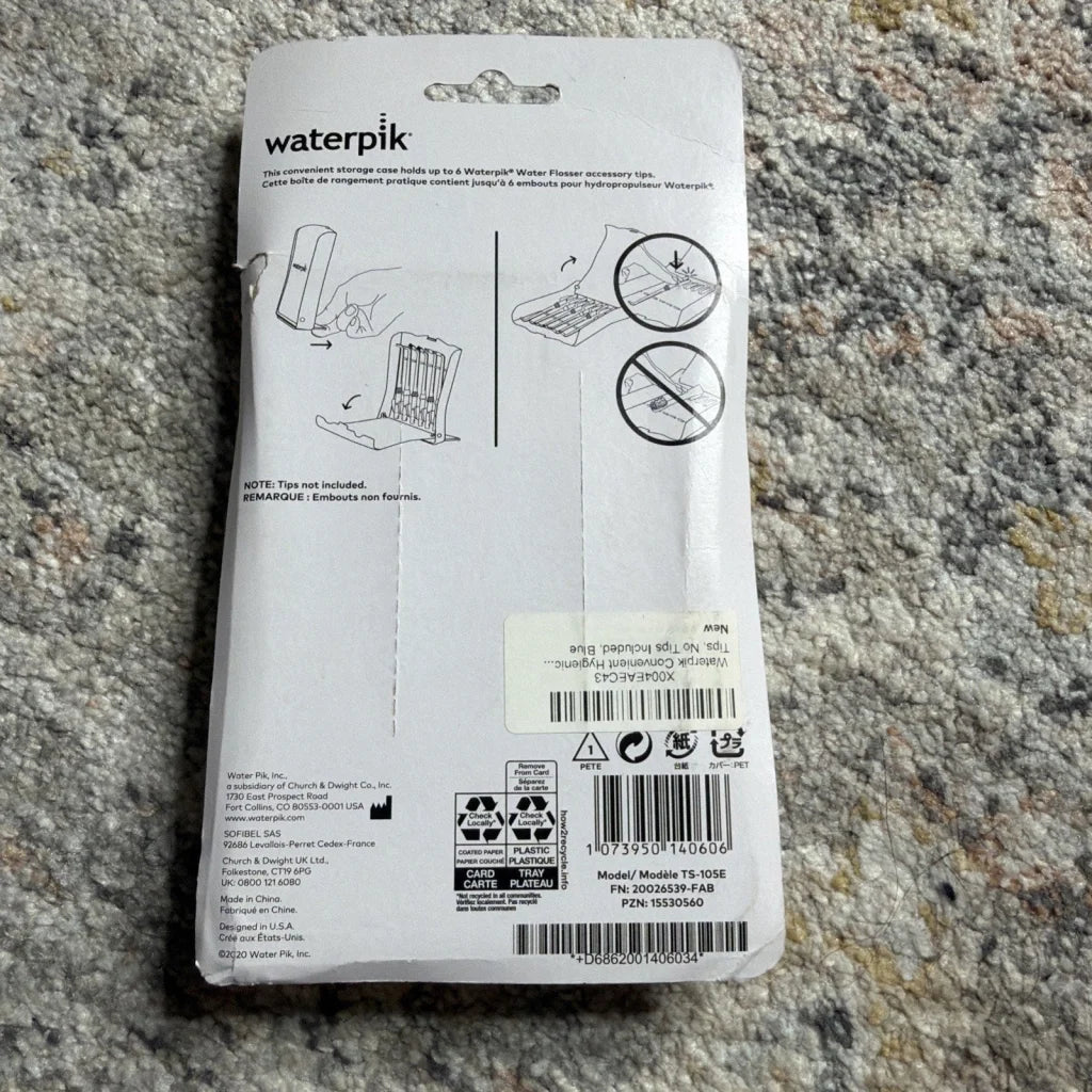 Genuine Waterpik Tip Storage Case TS-105E, white plastic for tips