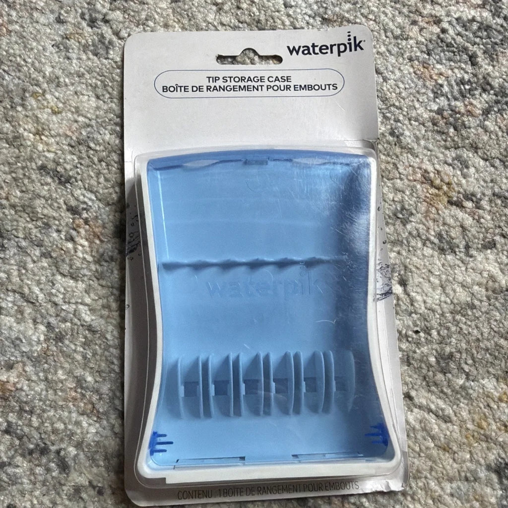 Genuine Waterpik tip storage case TS-105E with light blue slots
