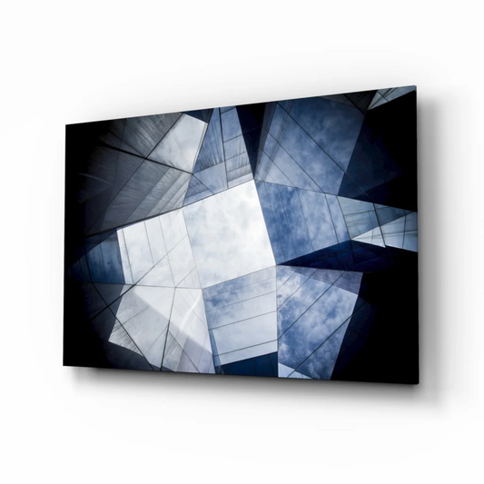 Modern Blue Geometric Glass Wall Art Canvas Print | Insigneart USA | vintageantiquesgifts.com