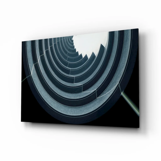 Mesmerizing blue geometric rings in glass wall art canvas print