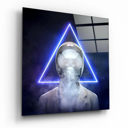 Neon Cyberpunk Astronaut Glass Wall Art Print | Insigneart USA | vintageantiquesgifts.com