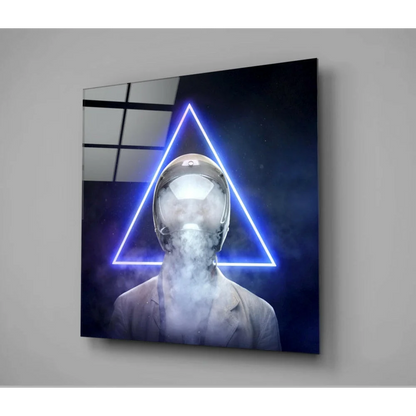 Neon Cyberpunk Astronaut Glass Wall Art Print | Glass Wall Art Print | vintageantiquesgifts.com