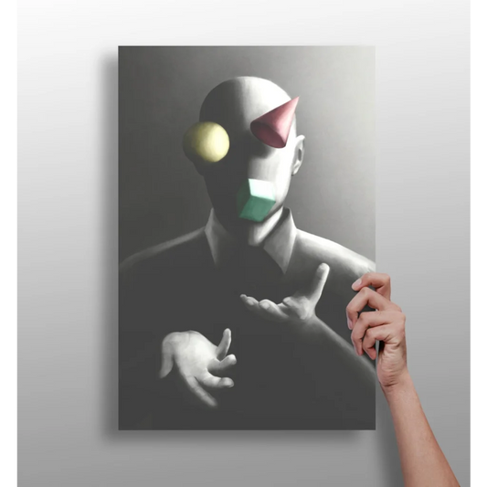 Minimalist geometric face on insigne aluminum print