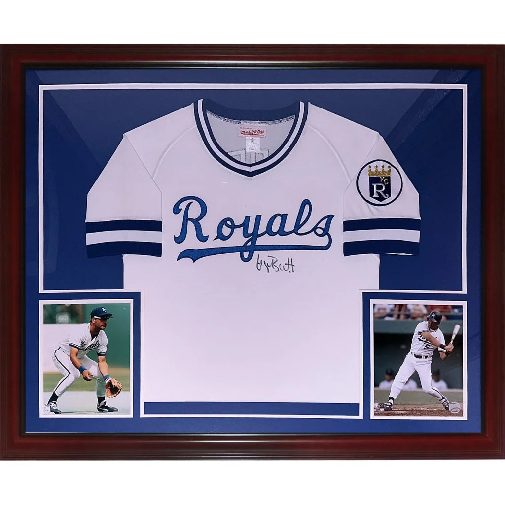 George Brett autographed white Kansas City Royals framed jersey