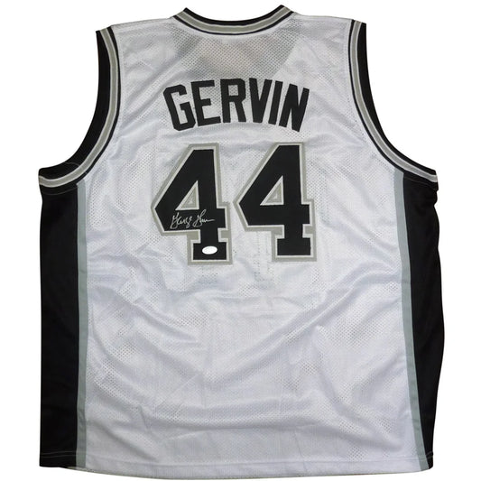 George Gervin autographed white custom jersey #44 with black silver trim