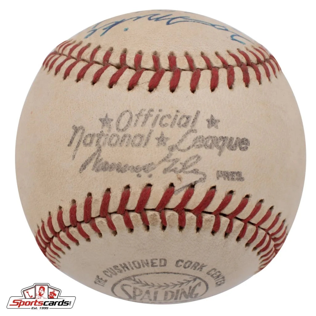 George Selkirk signed Spalding baseball with red stitching and Beckett authentication