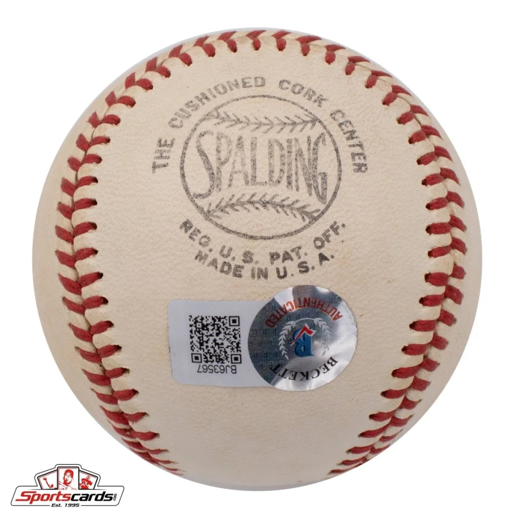 George Selkirk signed Spalding baseball with red stitching