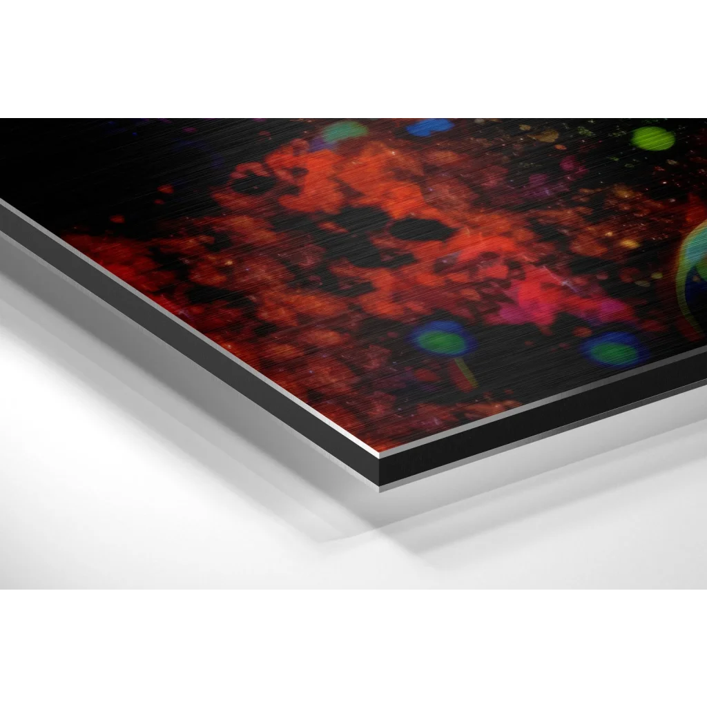 Vibrant cosmic galaxy on brushed aluminium dibond art print