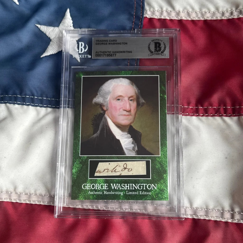 Graded George Washington authentic handwriting trading card featuring letter Washington wrote