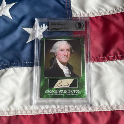 Encapsulated George Washington trading card with authentic handwriting of letter Washington wrote