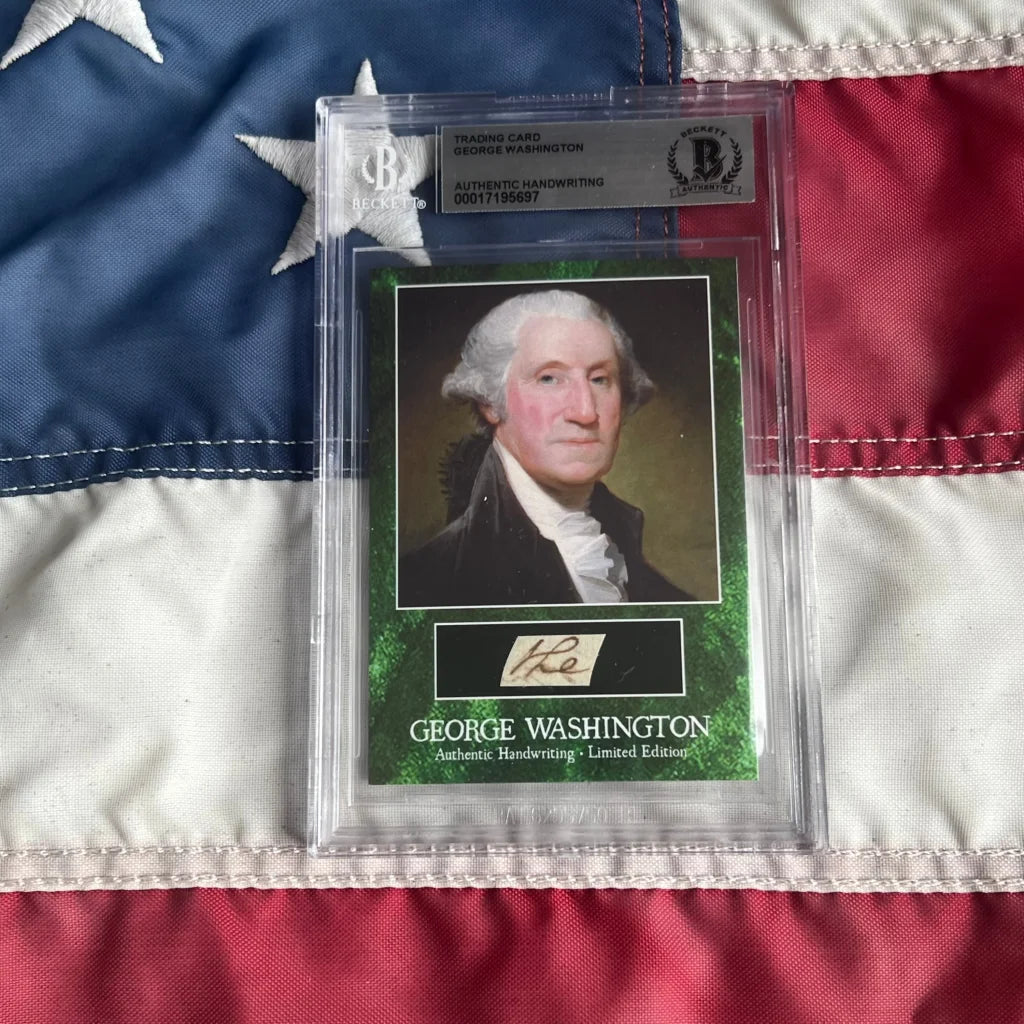 George Washington trading card with authentic handwriting from a letter Washington wrote
