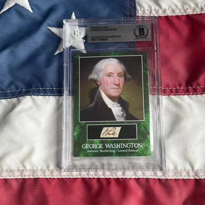 George Washington trading card with authentic handwriting from a letter Washington wrote