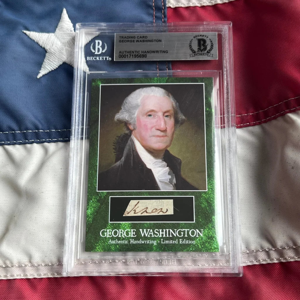 George Washington letter with penmanship in encapsulated trading card
