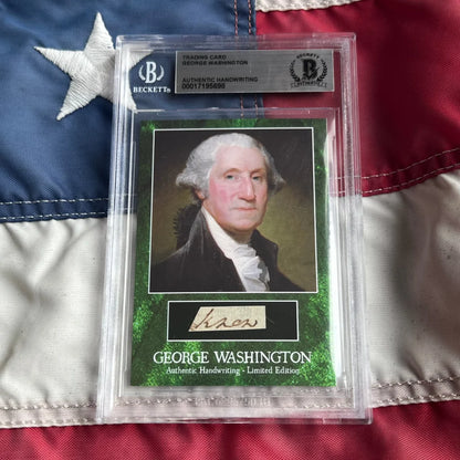 George Washington letter with penmanship in encapsulated trading card