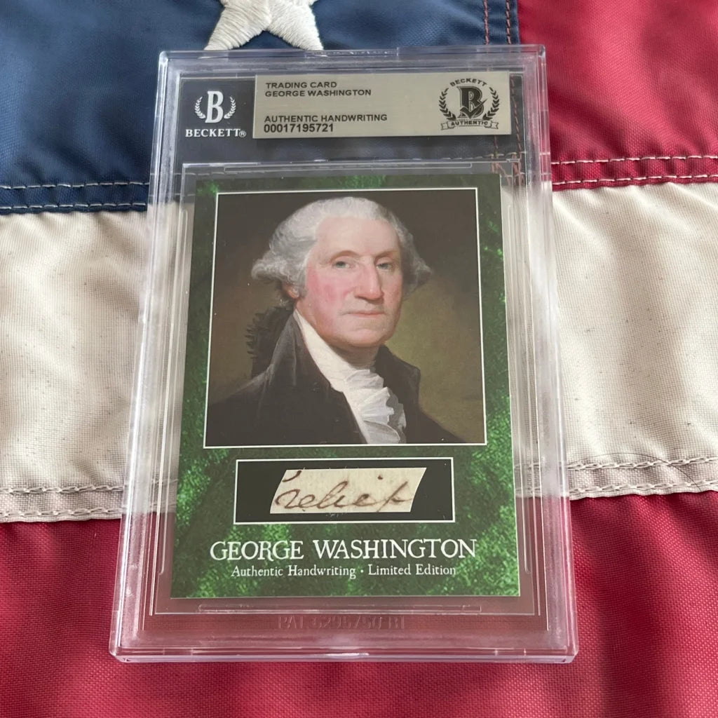 Beckett-graded George Washington trading card with handwritten letter Washington wrote