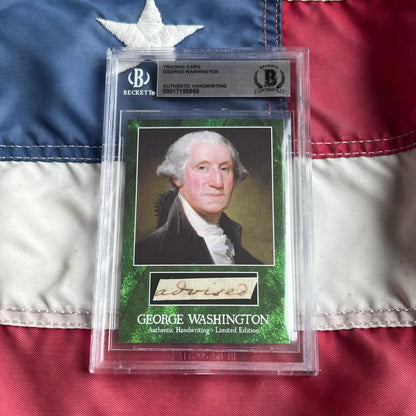 George Washington letter trading card with green white design and portrait