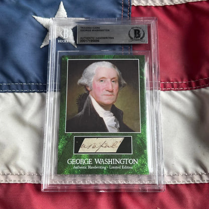 George Washington letter trading card with green white design and portrait