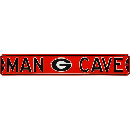 Georgia Bulldogs Man Cave authentic street sign with red rectangle and g logo