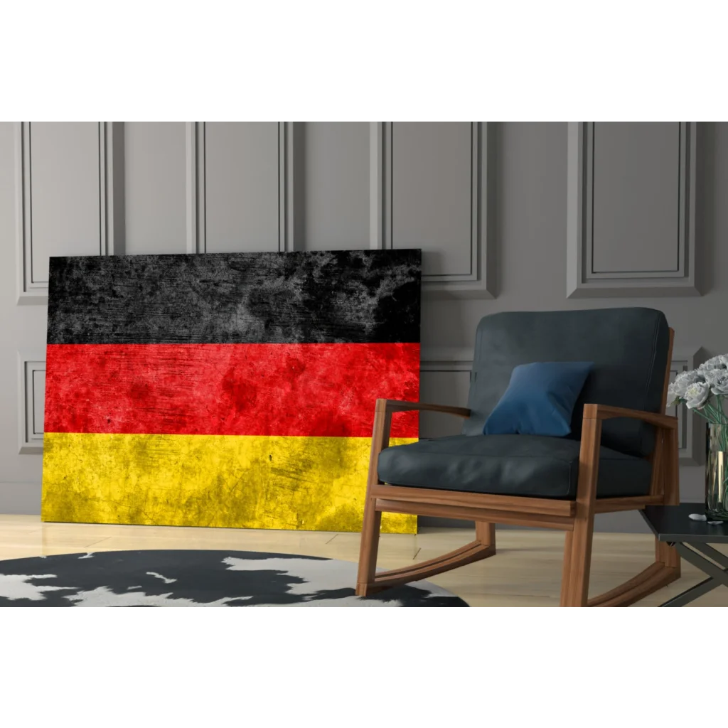 German flag textured glass wall art canvas print