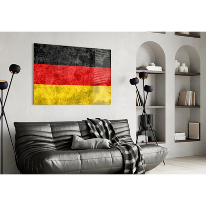 German flag textured glass wall art canvas print with black red yellow stripes