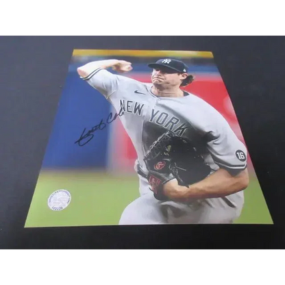 Gerrit Cole signed 8x10 Yankees photo with baseball figure