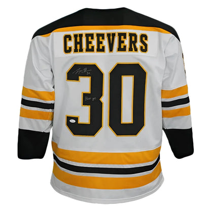 Gerry Cheevers Boston Bruins custom jersey back, white #30 Cheevers