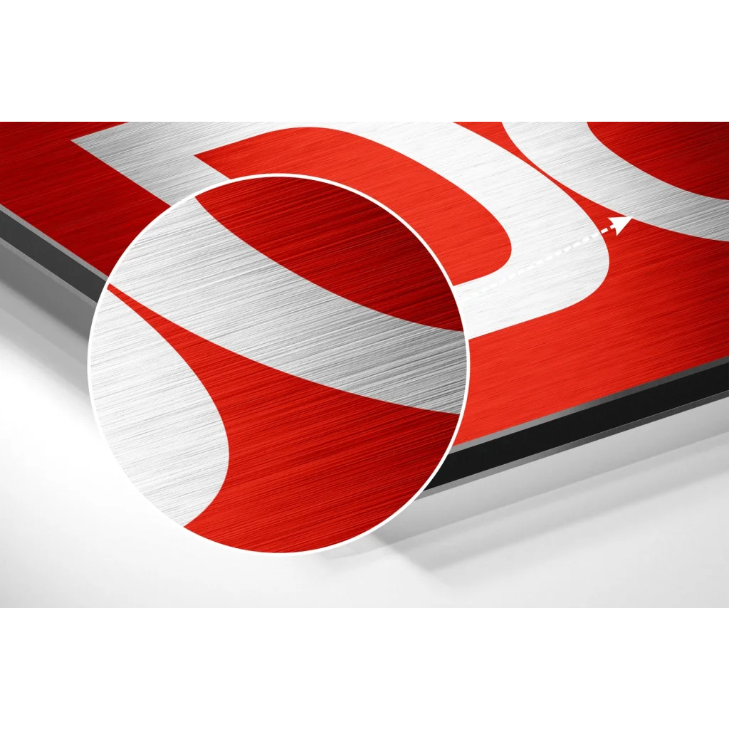 glass wall art Red and silver brushed aluminium dibond sign with Get Shit Done lettering