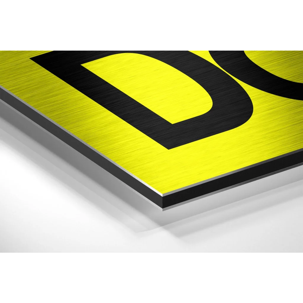 Yellow brushed aluminium dibond do not sign wall art