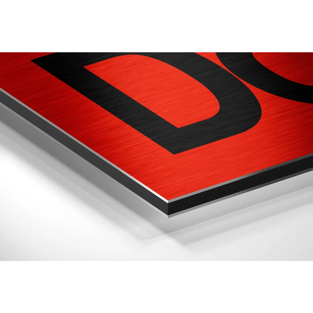 Red and black brushed aluminium dibond sign with Get Shit Done lettering