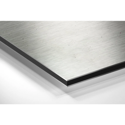 Sleek brushed aluminium dibond wall art with matte finish and black trim