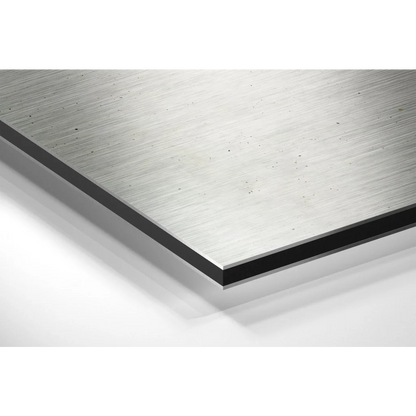 Sleek brushed aluminium dibond wall art with matte finish and black trim