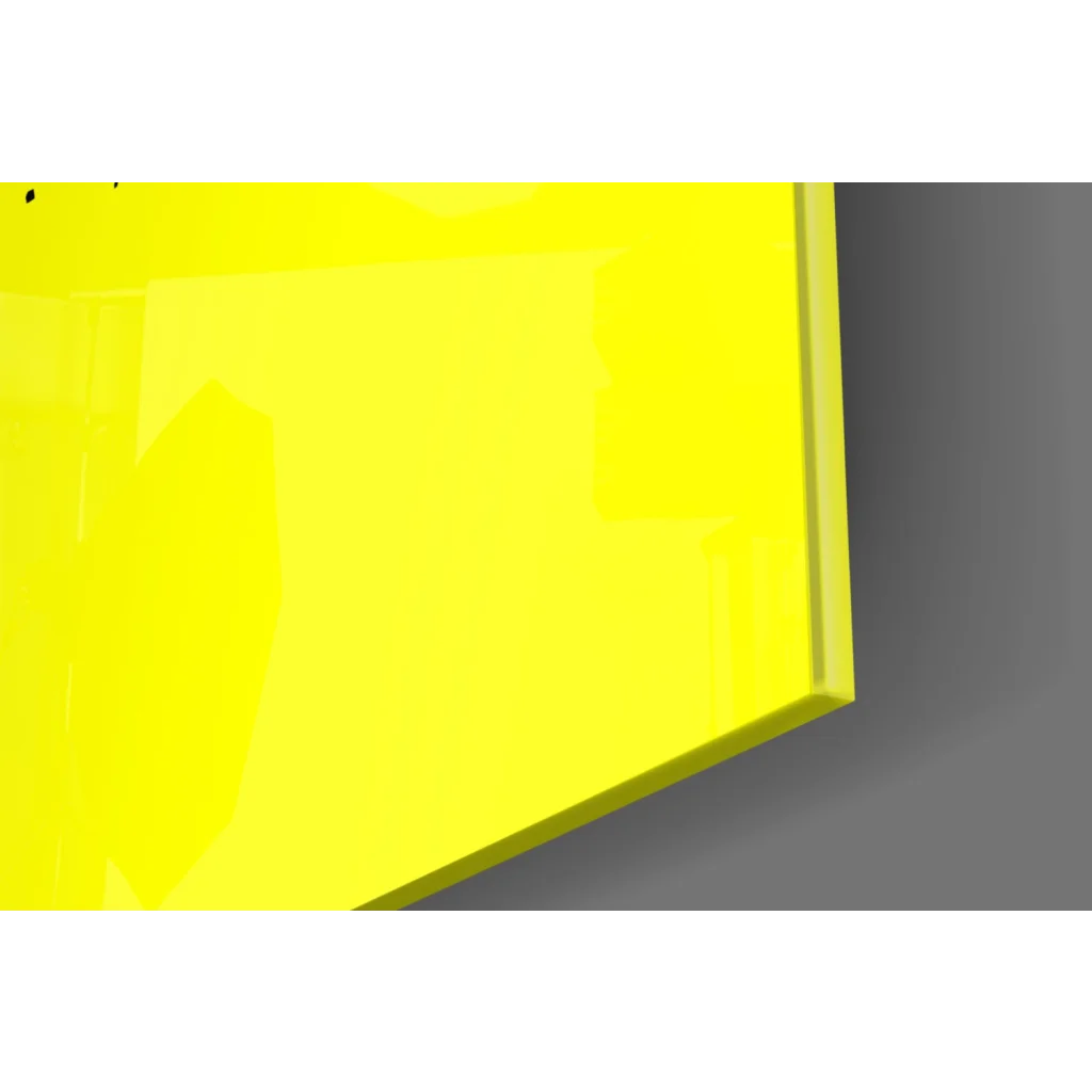 Vibrant yellow glossy rectangular Get Shit Done glass wall art panel