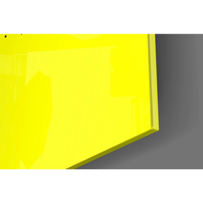 Vibrant yellow glossy rectangular Get Shit Done glass wall art panel