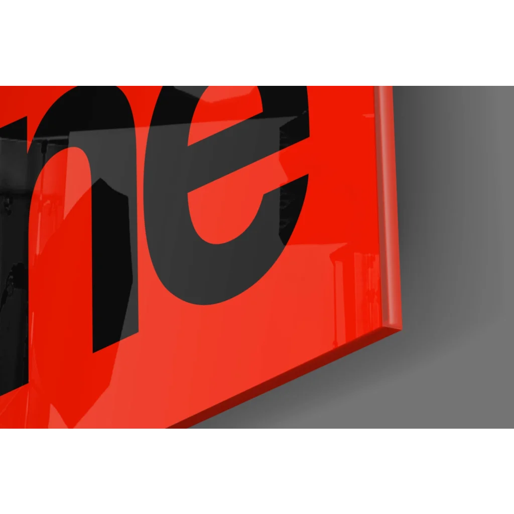 Red and black Supreme logo on Get Shit Done glass wall art