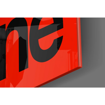 Red and black Supreme logo on Get Shit Done glass wall art