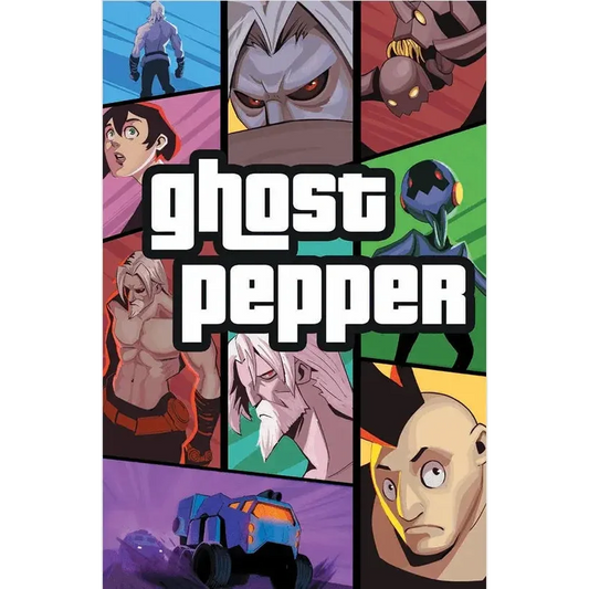 Ghost pepper #1 ECC exclusive Santiago Venegas GTA variant cover art with bold white lettering and colorful comic panels