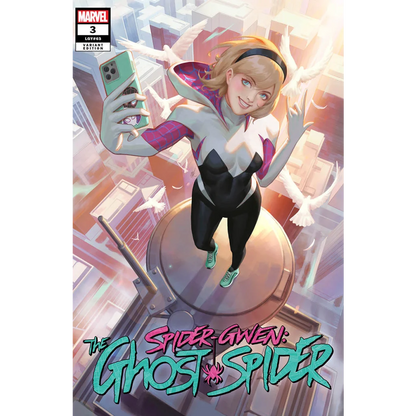 Comic book featuring Spider-Gwen taking a selfie from Ghost Spider 3 Unknown Comics Ejikure Variant