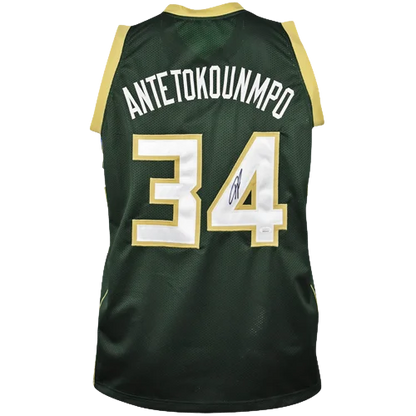 Giannis Antetokounmpo autographed green custom jersey with #34